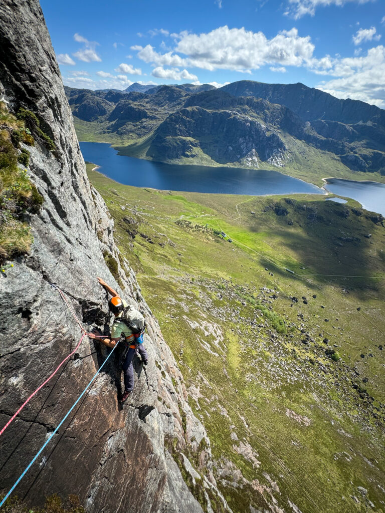 Jack Oliver climbing in Scotland