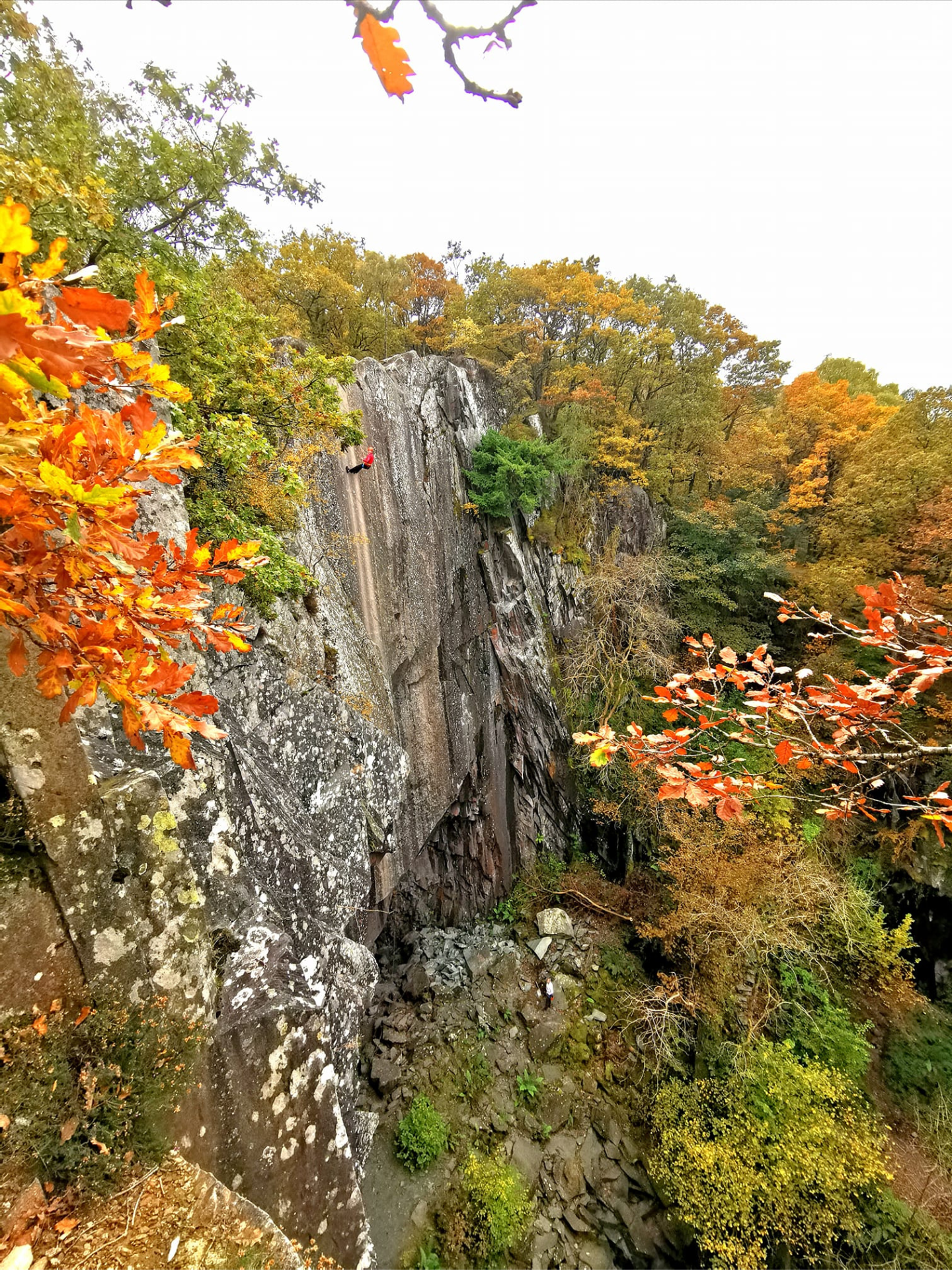 Abseiling in Cath quarry in the lake district as part of an adventure day out.